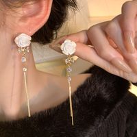 Sweet Geometric Flower Bow Knot Imitation Pearl Alloy Inlay Rhinestones Women's Earrings 1 Pair sku image 12