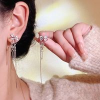 Sweet Geometric Flower Bow Knot Imitation Pearl Alloy Inlay Rhinestones Women's Earrings 1 Pair sku image 7