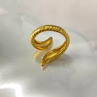 304 Stainless Steel 18K Gold Plated Simple Style Solid Color Horn Snake Open Rings main image 4