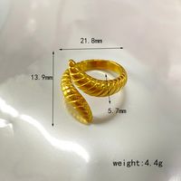 304 Stainless Steel 18K Gold Plated Simple Style Solid Color Horn Snake Open Rings main image 2