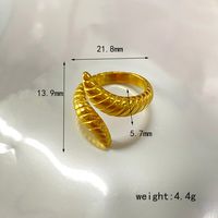 304 Stainless Steel 18K Gold Plated Simple Style Solid Color Horn Snake Open Rings sku image 1