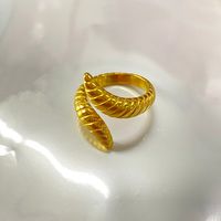 304 Stainless Steel 18K Gold Plated Simple Style Solid Color Horn Snake Open Rings main image 1
