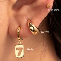 1 Piece Casual Simple Style Number Plating Copper Gold Plated Earrings main image 4