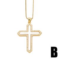 Copper 18K Gold Plated Basic Classic Style Commute Plating Inlay Cross Round Zircon Pendant Necklace main image 4