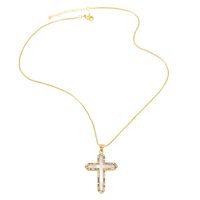Copper 18K Gold Plated Basic Classic Style Commute Plating Inlay Cross Round Zircon Pendant Necklace main image 6