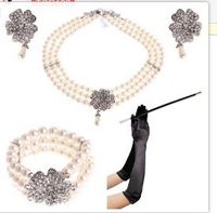 Fashion Flower Artificial Pearl Inlay Artificial Gemstones Women's Bracelets Earrings Necklace sku image 5