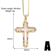 Copper 18K Gold Plated Basic Classic Style Commute Plating Inlay Cross Round Zircon Pendant Necklace sku image 3
