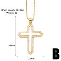 Copper 18K Gold Plated Basic Classic Style Commute Plating Inlay Cross Round Zircon Pendant Necklace sku image 2
