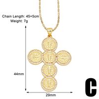 Copper 18K Gold Plated Basic Classic Style Commute Plating Inlay Cross Round Zircon Pendant Necklace sku image 1