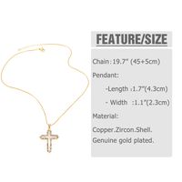 Copper 18K Gold Plated Basic Classic Style Commute Plating Inlay Cross Round Zircon Pendant Necklace main image 2