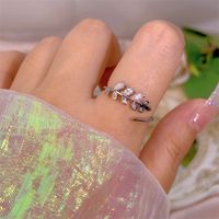 Simple Style Bow Knot Copper Plating Inlay Zircon Open Rings sku image 10