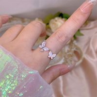 Simple Style Bow Knot Copper Plating Inlay Zircon Open Rings sku image 9