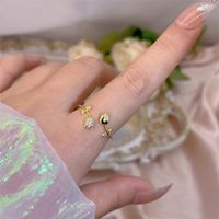 Simple Style Bow Knot Copper Plating Inlay Zircon Open Rings sku image 35