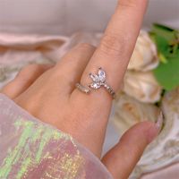 Simple Style Bow Knot Copper Plating Inlay Zircon Open Rings sku image 57