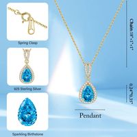 Sterling Silver Basic Modern Style Classic Style Inlay Pear Water Droplets Birthstone Zircon Pendant Necklace main image 2