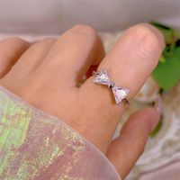 Simple Style Bow Knot Copper Plating Inlay Zircon Open Rings sku image 20