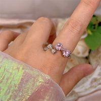 Simple Style Bow Knot Copper Plating Inlay Zircon Open Rings sku image 36