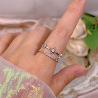 Simple Style Bow Knot Copper Plating Inlay Zircon Open Rings sku image 60