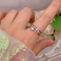 Simple Style Bow Knot Copper Plating Inlay Zircon Open Rings sku image 78