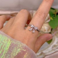 Simple Style Bow Knot Copper Plating Inlay Zircon Open Rings sku image 82