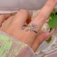 Simple Style Bow Knot Copper Plating Inlay Zircon Open Rings sku image 95