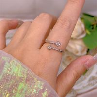 Simple Style Bow Knot Copper Plating Inlay Zircon Open Rings sku image 102