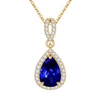 Sterling Silver Basic Modern Style Classic Style Inlay Pear Water Droplets Birthstone Zircon Pendant Necklace sku image 4