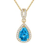 Sterling Silver Basic Modern Style Classic Style Inlay Pear Water Droplets Birthstone Zircon Pendant Necklace sku image 2