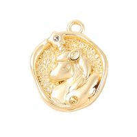 1 Piece 15*12mm Copper Zircon 18K Gold Plated White Gold Plated Unicorn Polished Pendant main image 3
