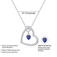 Sterling Silver Elegant Lady Modern Style Plating Inlay Heart Shape Birthstone Zircon Pendant Necklace main image 2