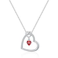 Sterling Silver Elegant Lady Modern Style Plating Inlay Heart Shape Birthstone Zircon Pendant Necklace main image 4
