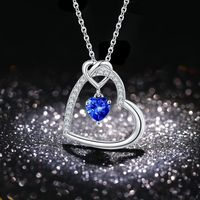 Sterling Silver Elegant Lady Modern Style Plating Inlay Heart Shape Birthstone Zircon Pendant Necklace main image 1
