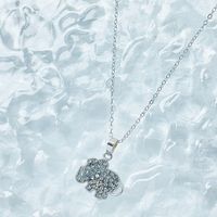 Sterling Silber Süß Moderner Stil Süss Inlay Elefant Delfin Künstlicher Kristall Halskette Mit Anhänger main image 4