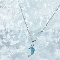 Sterling Silber Süß Moderner Stil Süss Inlay Elefant Delfin Künstlicher Kristall Halskette Mit Anhänger main image 8