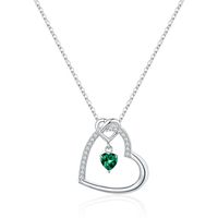 Sterling Silver Elegant Lady Modern Style Plating Inlay Heart Shape Birthstone Zircon Pendant Necklace sku image 1