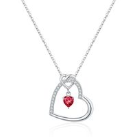 Sterling Silver Elegant Lady Modern Style Plating Inlay Heart Shape Birthstone Zircon Pendant Necklace sku image 2