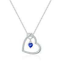 Sterling Silver Elegant Lady Modern Style Plating Inlay Heart Shape Birthstone Zircon Pendant Necklace sku image 4