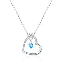 Sterling Silver Elegant Lady Modern Style Plating Inlay Heart Shape Birthstone Zircon Pendant Necklace sku image 7