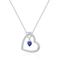 Sterling Silver Elegant Lady Modern Style Plating Inlay Heart Shape Birthstone Zircon Pendant Necklace sku image 8