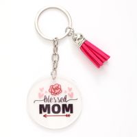 Modern Style Classic Style Commute Heart Shape Flower Arylic Tassel Mother'S Day Bag Pendant Keychain sku image 7