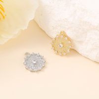 1 Piece 15*13mm Copper Zircon 18K Gold Plated White Gold Plated Round Polished Pendant main image 6