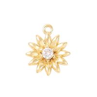 1 Piece 12*10mm Copper Zircon 18K Gold Plated White Gold Plated Chrysanthemum Polished Pendant main image 3