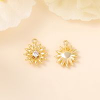 1 Piece 12*10mm Copper Zircon 18K Gold Plated White Gold Plated Chrysanthemum Polished Pendant main image 5