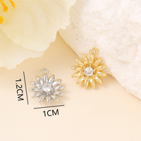 1 Piece 12*10mm Copper Zircon 18K Gold Plated White Gold Plated Chrysanthemum Polished Pendant main image 2