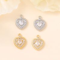 1 Piece Copper Zircon 18K Gold Plated White Gold Plated Heart Shape Polished Pendant main image 1