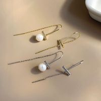 1 Pair Elegant Lady Modern Style Tassel Polishing Plating Inlay Sterling Silver Artificial Pearls Drop Earrings main image 3