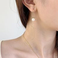 1 Pair Elegant Lady Modern Style Tassel Polishing Plating Inlay Sterling Silver Artificial Pearls Drop Earrings main image 1