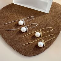 1 Pair Elegant Lady Modern Style Tassel Polishing Plating Inlay Sterling Silver Artificial Pearls Drop Earrings main image 4