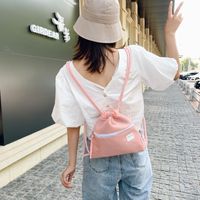 Small Waterproof Solid Color Casual Daily Drawstring Backpack sku image 1