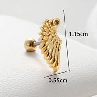 1 Piece Casual Feather Wings Chain Inlay Copper Zircon Earrings main image 2